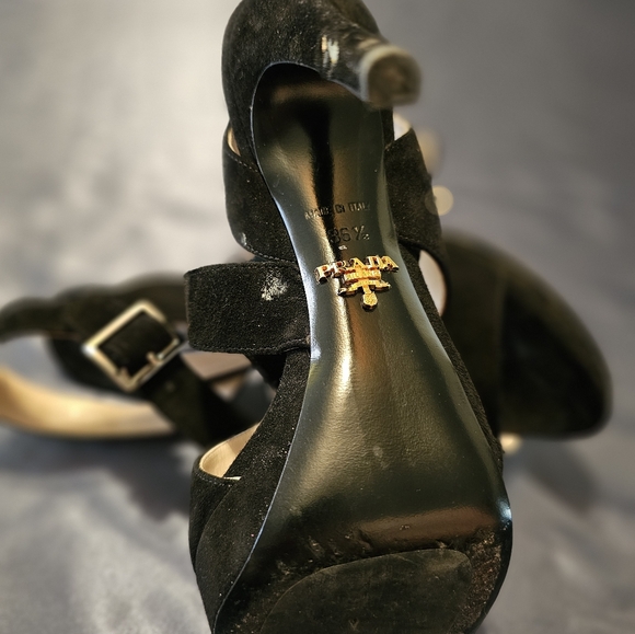 Prada Suede Printed Slingback Sandals - Picture 4 of 6